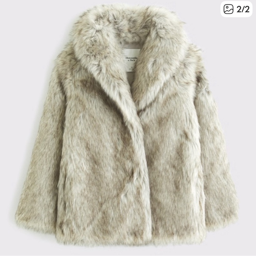 Abercrombie Gray Faux Fur coat. Worn only one. Brand new. Non smoking home